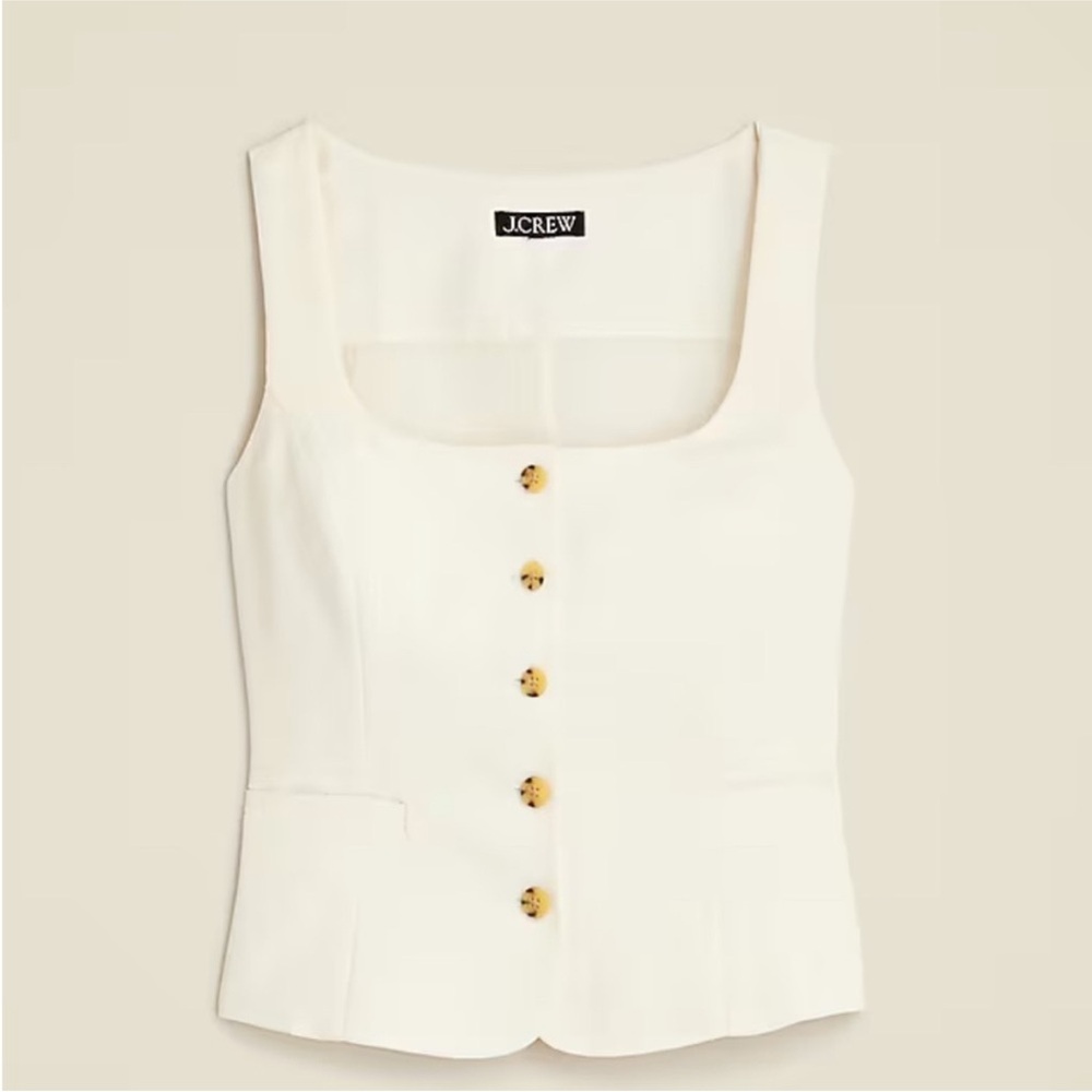 JCrew Scoopneck Vest in Drapey Crepe - Ivory